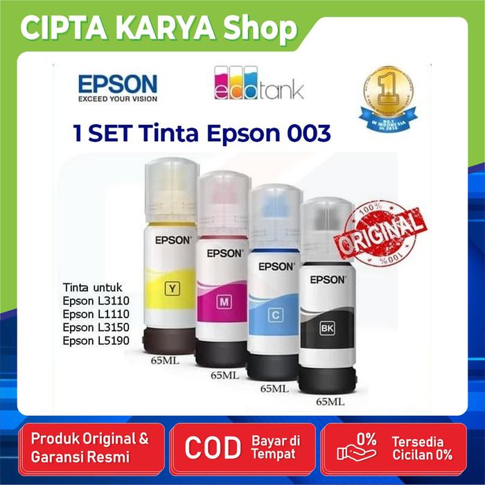 Jual Tinta Epson 003 Original 100% untuk Epson L3110 \u0026 Epson L3150 -  Jakarta Pusat - CIPTA KARYA SHOP | Tokopedia