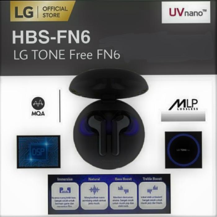 Earphone Lg Tone Free Fn6 Wireless Bluetooth Earbuds Putih