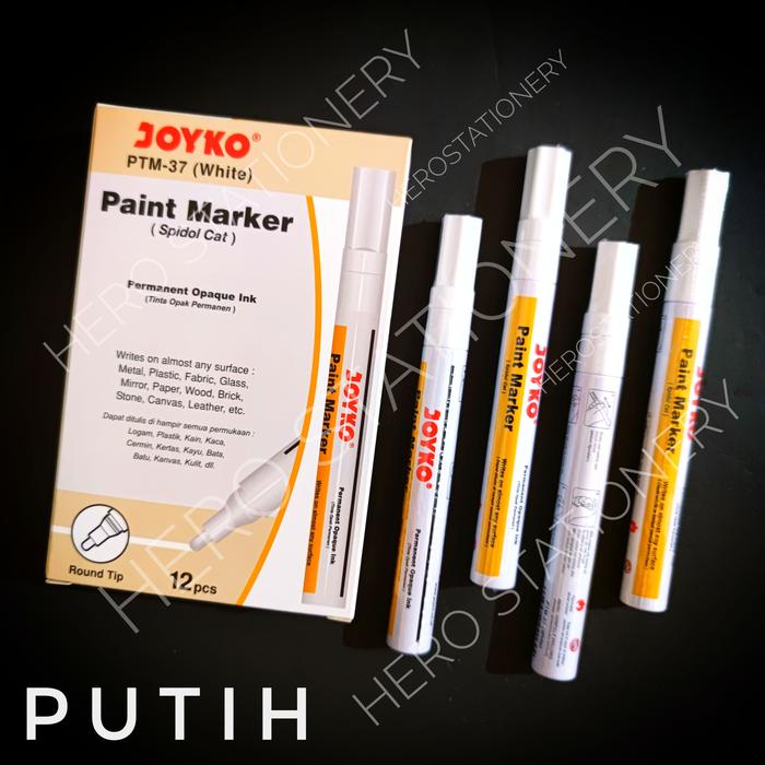 Gambar Spidol cat permanen paint marker joyko warna white putih PTM-37 dari lunastationery undefined Tokopedia
