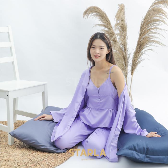 Gambar Set 3in1 Piyama Wanita Kimono Sansa Starla - Lilac, All Size dari Jaya Hebat undefined Tokopedia