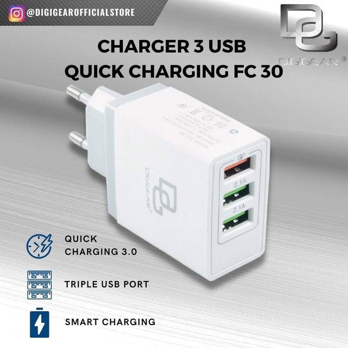 Gambar DIGIGEAR Charger Quick Charging QC 3.0 3 USB PORT dari DIGIGEAR Official Store undefined Tokopedia