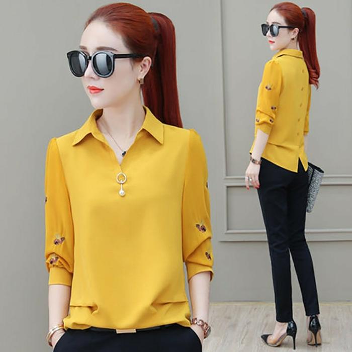 Gambar blouse wanita import baju wanita lengan panjang chiffon plus size dari blouse import korea undefined Tokopedia