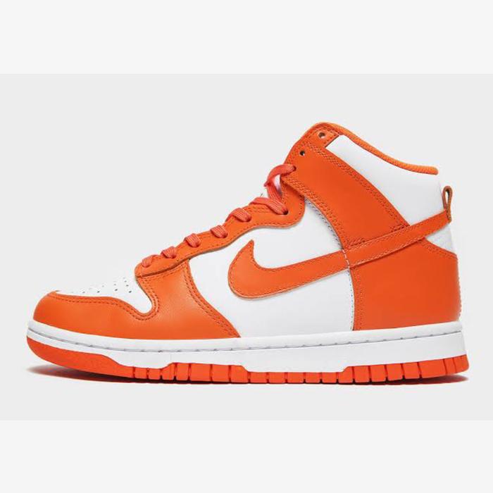 high top orange and white dunks