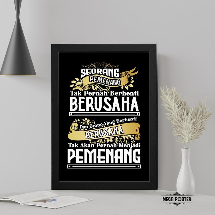 Gambar Poster Motivasi - BERUSAHA - Hiasan Dinding - Dekorasi Ruangan - Hitam dari Mega poster undefined Tokopedia