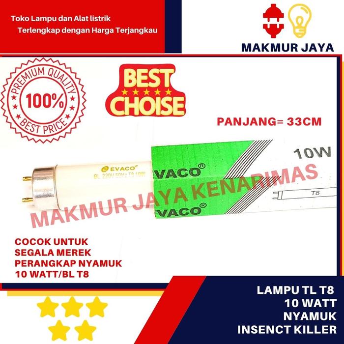 Gambar Lampu Nyamuk 10Watt/Lampu TL T8 Nyamuk 10Watt/Lampu Refill Nyamuk- BL - Evaco dari MAKMUR JAYA KENARIMAS undefined Tokopedia