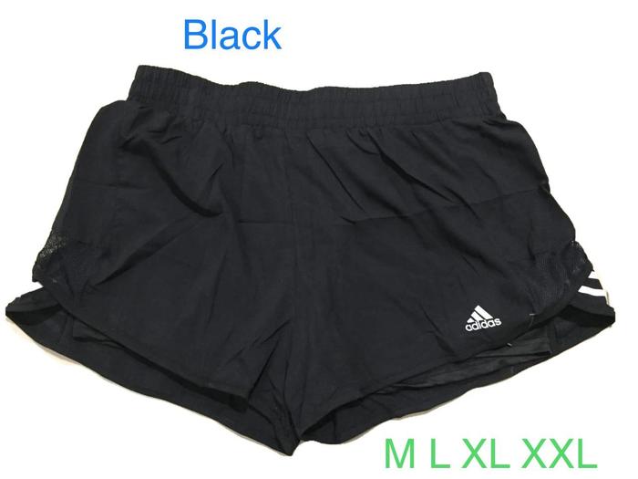 Celana Pendek Micro Double Legging Lari Olahraga ADIDAS Black 3601  Hitam, M