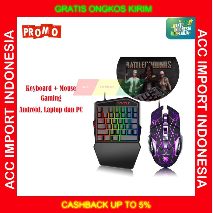 Gambar Keyboard Mouse Gaming Android Single Hand RGB Smartphone PUGB ML FREE dari ACC Import Indonesia undefined Tokopedia