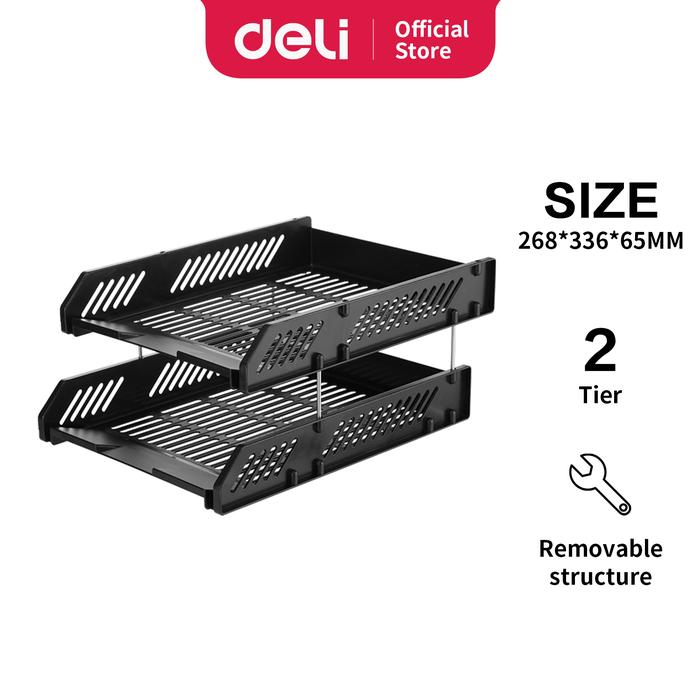 Gambar Deli File Tray / Rak File Susun Bahan Plastik 2/3 Tingkat E920X - 2 Susun Hitam dari Deli Office Automative undefined Tokopedia