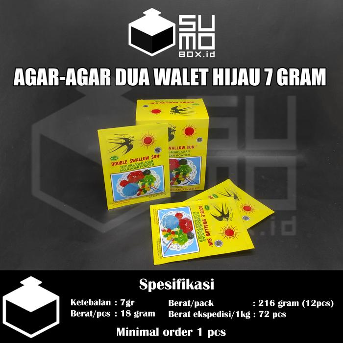 Gambar Agar agar double swallow sun sachet 7gram powder cap dua walet - Hijau dari sumoboxid undefined Tokopedia