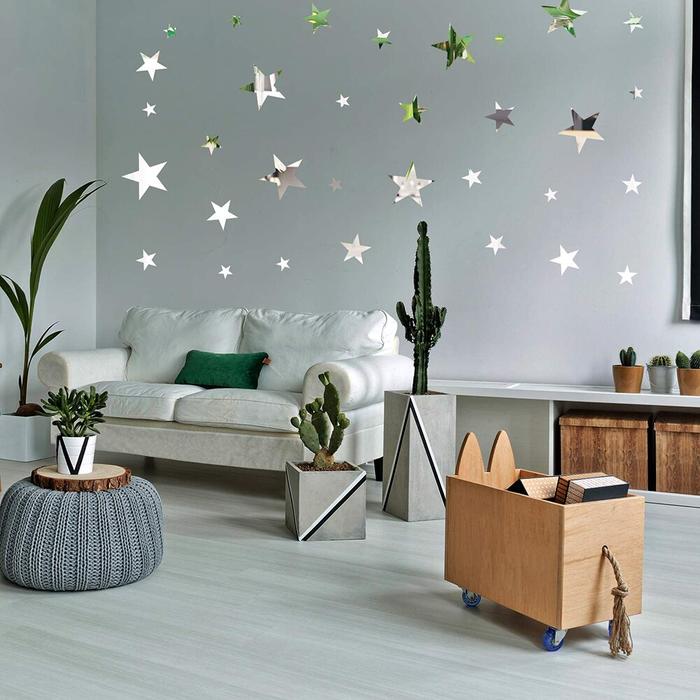 Gambar 20 PCS SMETH MALL STAR MIRROR STICKER ACRYLIC BINTANG KACA CERMIN WALL - SILVER dari METHWALLSTICKER undefined Tokopedia