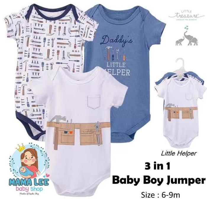 Gambar JUMPER BAYI BABY BOY 3 IN 1 / OVERALL IMPOR JUMPSUIT LITTLE TREASURE - Little helper, 6-9 bulan dari Bajuku Shop Jakarta undefined Tokopedia