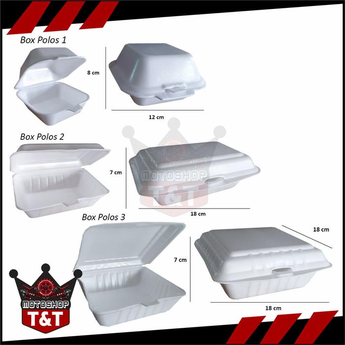 Gambar Sterofoam Foam Gabus + Tutup Lunch Box Polos Burger Bubur Makanan Kue - Box Polos 1 dari TNT MOTOSHOP OLSHOP undefined Tokopedia