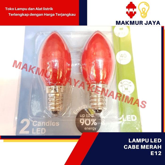 Gambar Lampu Led Candle E12/Lampu Cabe E12 LED/Lampu Jantung E12 Clear-Merah - merah doff dari MAKMUR JAYA KENARIMAS undefined Tokopedia