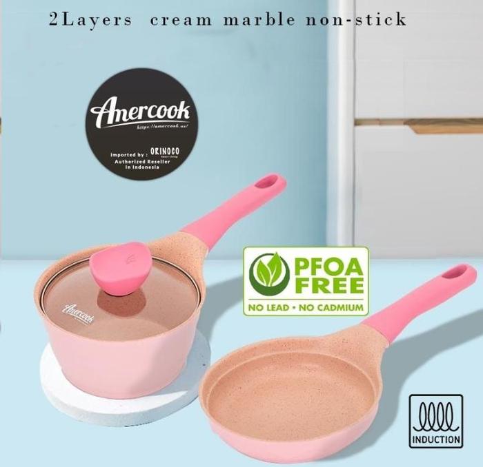 Gambar Fry Pan + Sauce Pan 16 cm Package - Alfetta Baby Angel Series - Marble Coating Anti Lengket - Merah Muda dari Orinoco Smart Living undefined Tokopedia