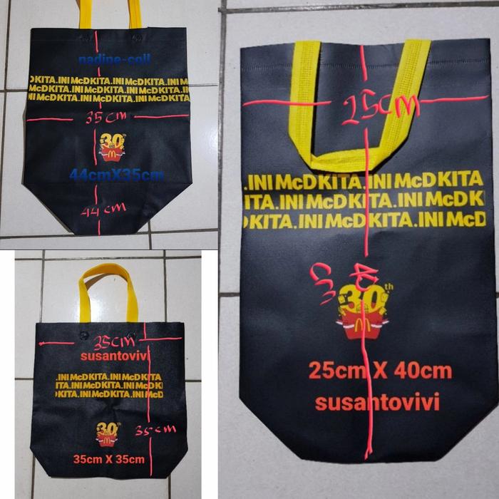 Gambar Reusable Bag Mcd Mcdonalds 30th - Hitam, 35cmx35cm dari Nadine-coll undefined Tokopedia