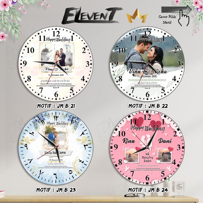 Gambar Hadiah Jam Kayu 30cm Kado Unik Happy Wedding Birthday Graduation Murah - Motif 6 dari Elevent_Print_Shop undefined Tokopedia