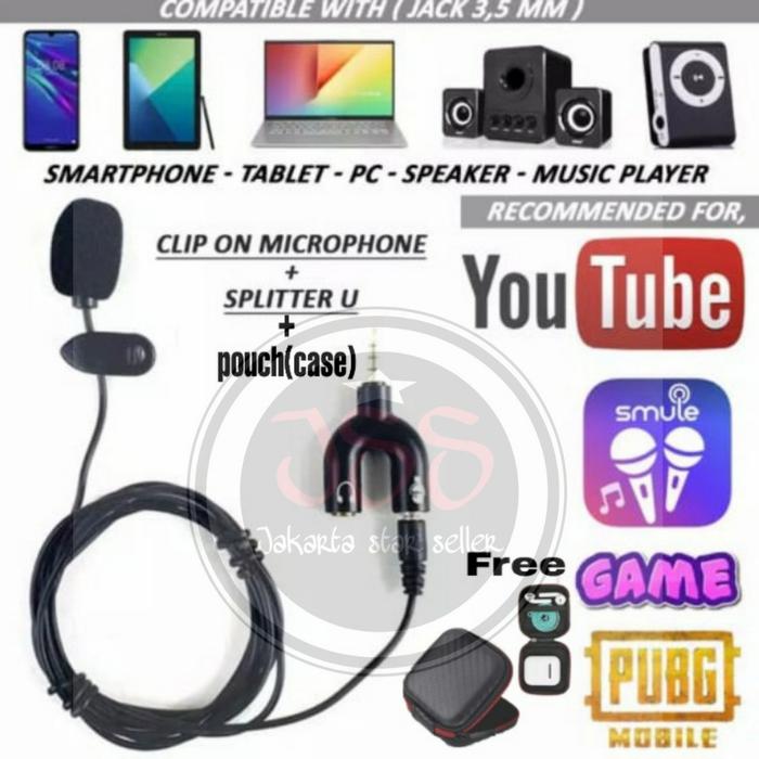 Gambar Paket Youtuber / Vlogger / Splitter U / Mic Clip On 3,5mm / Smule dari Jakarta Star Seller undefined Tokopedia