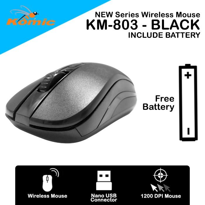 Gambar Mouse Wireless Komic KM-803 - 1200DPI Nano USB Free Battery - Hitam dari specialdealshop undefined Tokopedia