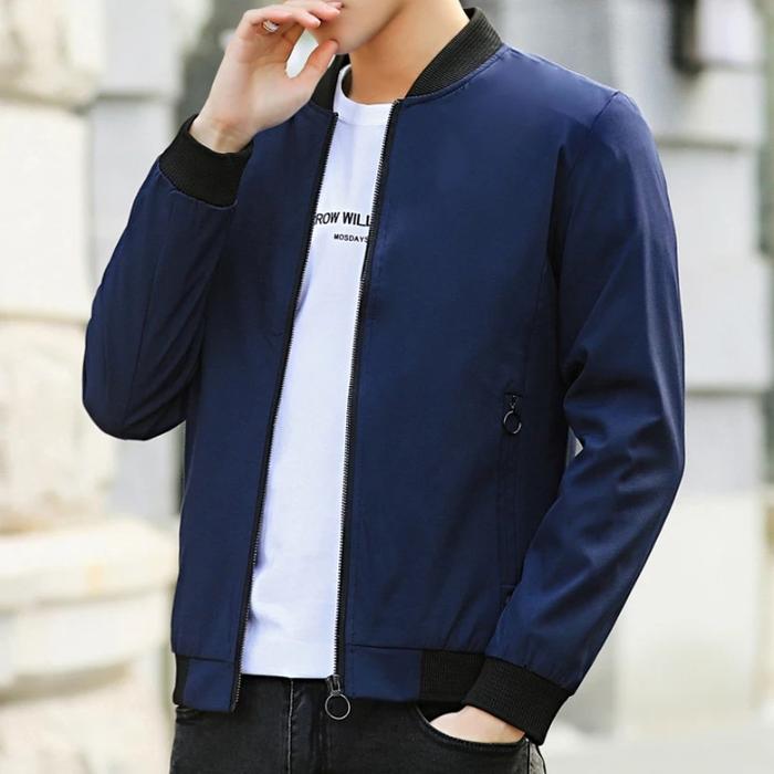 Gambar JAKET BOMBER POLOS / JAKET BOMBER KASUAL / JAKET BOMBER MURAH - Biru, L dari ORIGINAL SNUG undefined Tokopedia