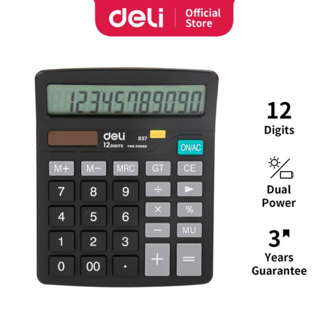 Gambar Deli Kalkulator Meja Dual Power 12 Digit Garansi 3 Tahun W837 W868 - Type 1 Hitam dari Deli Office Automative undefined Tokopedia