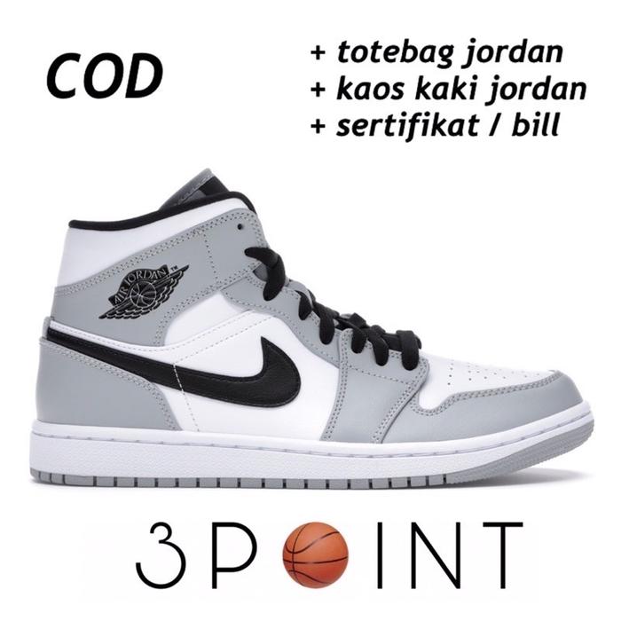 Jual 36-45 Sepatu Basket Air Jordan Mid Light Smoke Grey White