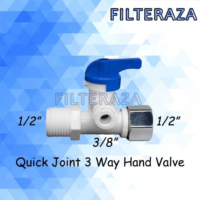 Gambar Feed Water 3 Way Hand Valve Stop Kran Connector RO 1/2" x 3/8" x 1/2" dari FilterAza undefined Tokopedia