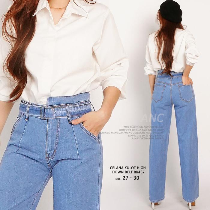 Gambar Celana Kulot Wanita Import - Celana Kulot High Down Belt RK457 - 28 dari ANCIENSHOP_NEW undefined Tokopedia