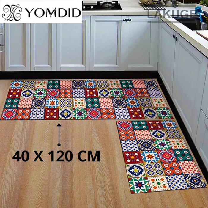 Gambar Keset Kaki Dapur Anti Slip Keset Pintu Kitchen Balcony Rug 40x120cm - Cokelat dari Lakuge undefined Tokopedia