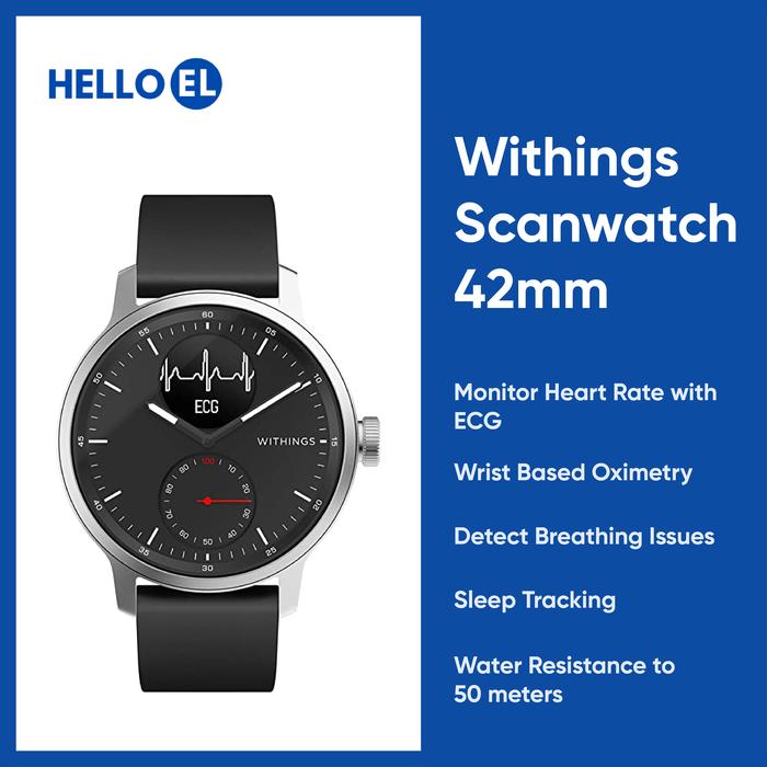 Jual Withings Scanwatch 42mm ECG Hybrid Smartwatch - Hitam - Kota Tangerang  Selatan - Hello El | Tokopedia