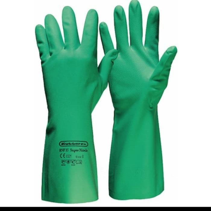 Sarung Tangan Karet Super Nitrile Nitril RNF 15 Made In Malaysia Hijau, S
