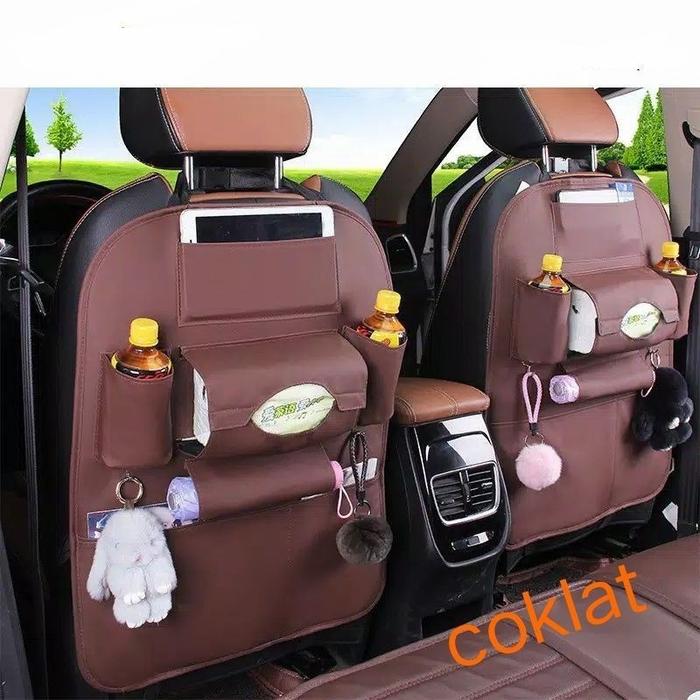 Gambar set car seat organizer plus meja lipat tas jok mobil multi fungsi - CoklatTanpaMeja, All Size dari FARES AKSESORIS undefined Tokopedia