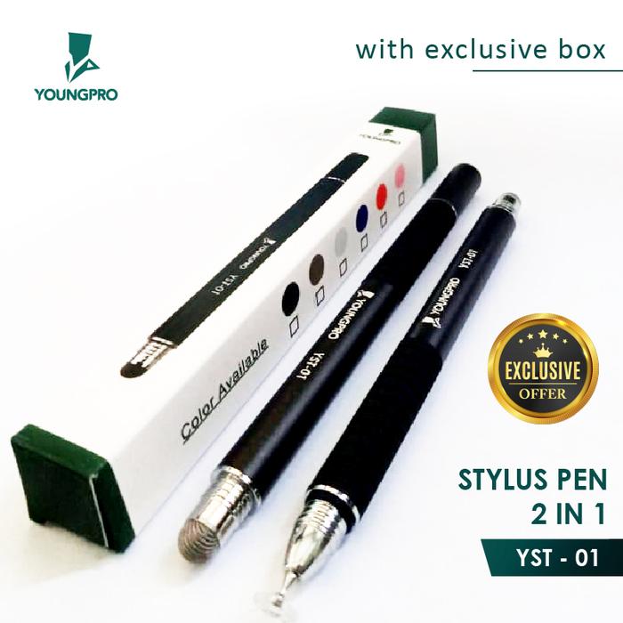 Gambar STYLUS PEN 2IN1 ROUND TIP UNIVERSAL MICROFIBER HEAD TOUCH DRAWING PEN - Hitam dari ASolution undefined Tokopedia