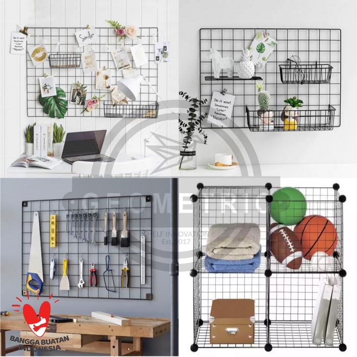 Gambar PANEL GRID / GRID WALL / WIREMESH - Putih, 30cm x 50cm dari Geometric Shelf Innovation undefined Tokopedia