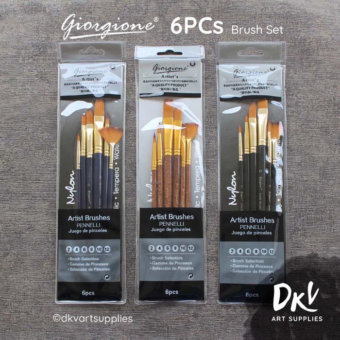 Gambar Giorgione Brush Set 6 pcs G-6030H Kuas Lukis Nylon - Cokelat dari DKV Art Supplies undefined Tokopedia