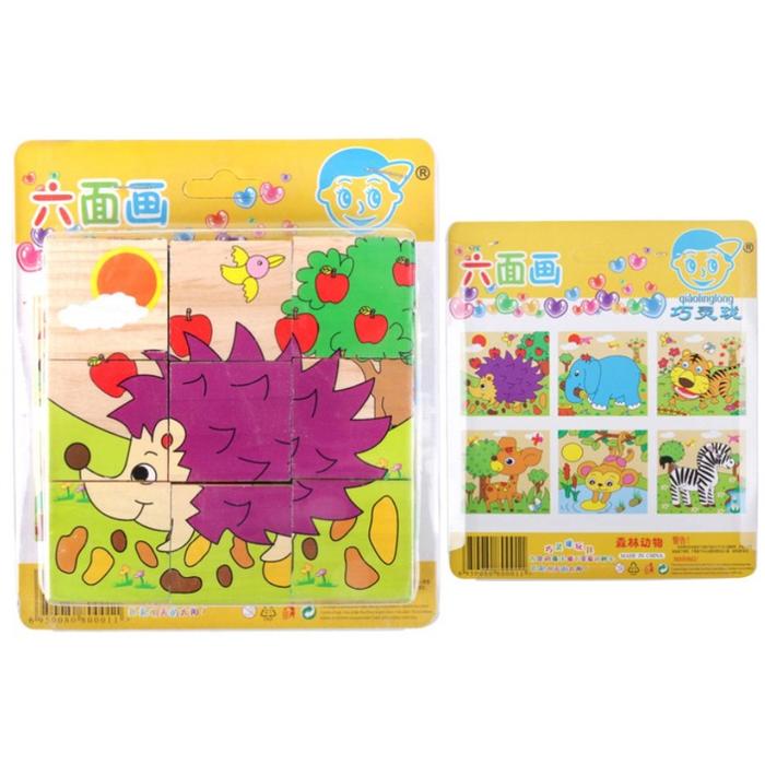Gambar Puzzle Balok Kayu 3D 6 in 1 | 6 Sisi | Mainan Edukasi Anak - Landak dari Bocah Pinter undefined Tokopedia