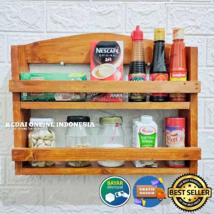 Gambar Rak Bumbu Dapur Kayu Tempel Dinding Minimalis Susun Tingkat Serbaguna - Gosok halus dari KedaiOnline Mu undefined Tokopedia