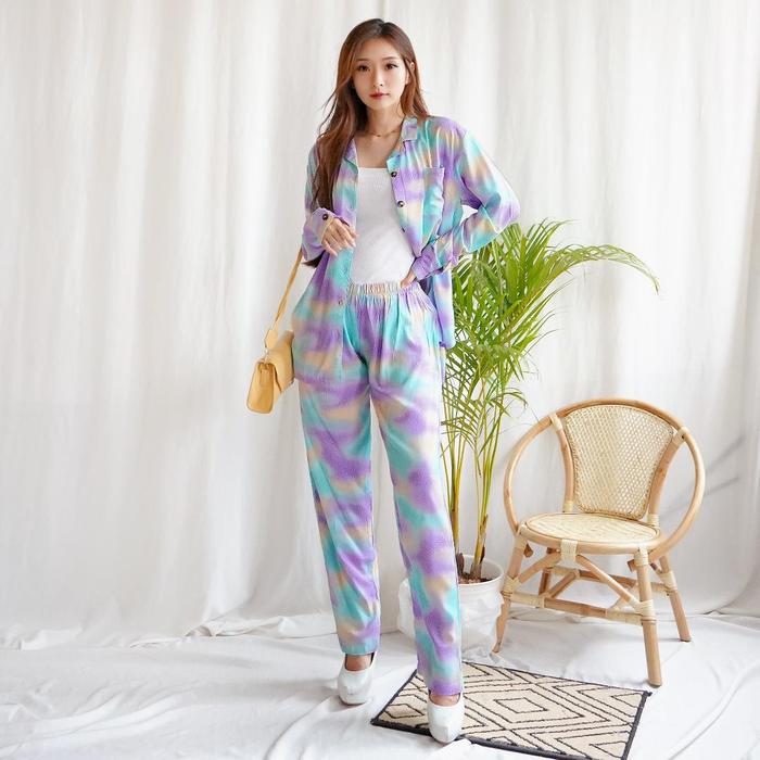 Gambar SETELAN RAYON WANITA FREE MASKER BAJU TIDUR CEWEK SET PIYAMA PAJAMAS SANTAI SEMI CASUAL REAL PICT - Milkyway dari hania bnk undefined Tokopedia