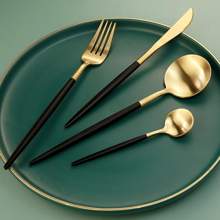 Gambar Pisau Set Korea / Cutlery Set Stainless Steel Premium 4pcs - Gold dari Sejati Official Store undefined Tokopedia