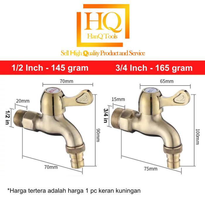 Gambar Keran Kran Air Full Kuningan Anti Karat dan Keropos Tembok Kamar Mandi - 1/2 Inch dari HanQ Tools undefined Tokopedia