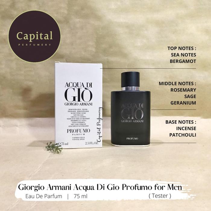 Jual Giorgio Armani Acqua Di Gio Profumo Parfum 75 ml Tester - Kota  Tangerang Selatan - Capital Perfumery | Tokopedia