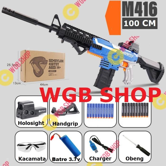 Gambar Mainan Tembakan M416 Model Nerf gun Soft Bullet - Biru dari WGB SHOP undefined Tokopedia