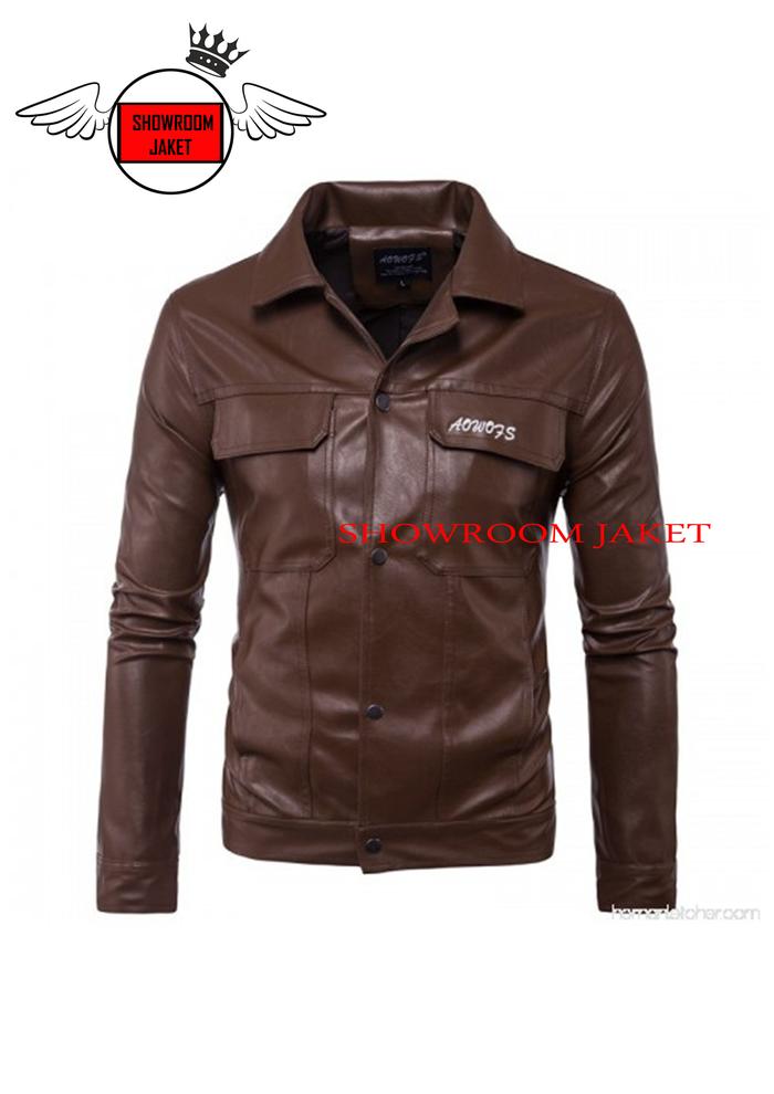 Gambar JAKET KULIT JAKET KULIT PU JAKET PRIA JAKET CASUAL FORMAL - M, Cokelat dari SHOWROOM JAKET undefined Tokopedia