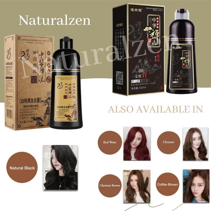 Gambar Sampo dewa cat rambut natural zen semir uban menjadi HITAM Herbal - Natural Black, 500 ml dari Naturalzen undefined Tokopedia