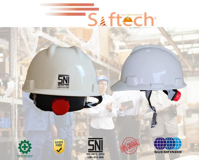Gambar HELM SAFETY V-GARD - PROYEK SNI ISO (Nylon based + Fastrack) - Putih dari Saftech undefined Tokopedia