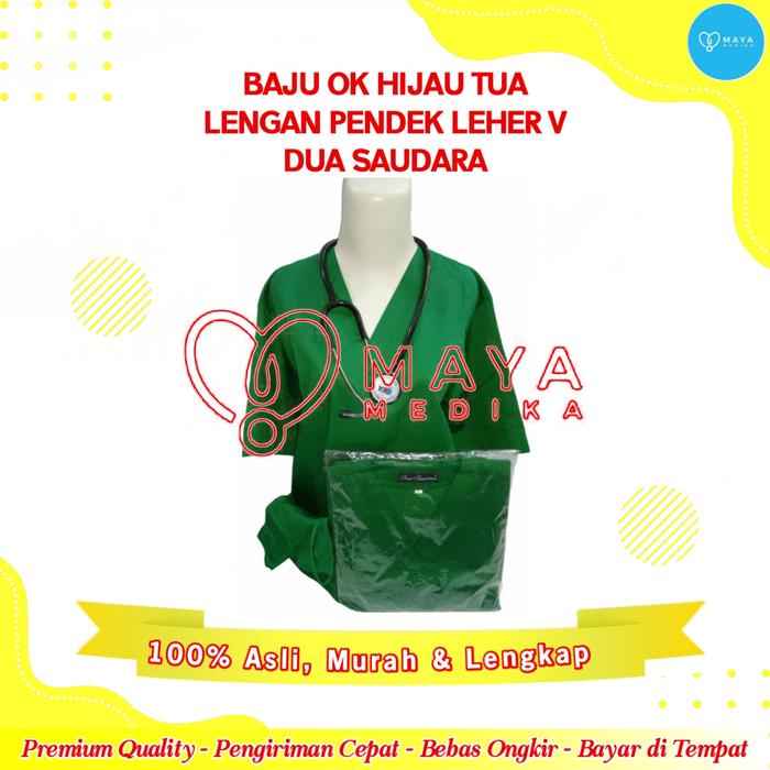 Gambar Baju OK / Dua Saudara / Hijau Tua / Lengan Pendek / Leher V - Hijau, XXL dari Maya Medika Makassar undefined 2 Tokopedia