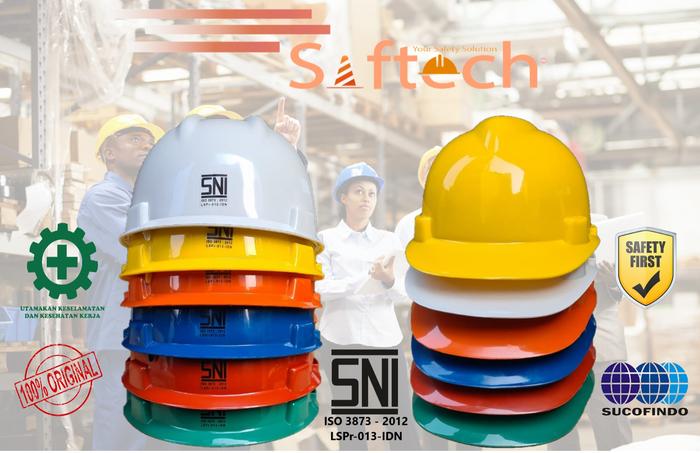 Gambar HELM SAFETY V-GARD - PROYEK SNI ISO (Nylon based + Fastrack) - Merah dari Saftech undefined Tokopedia