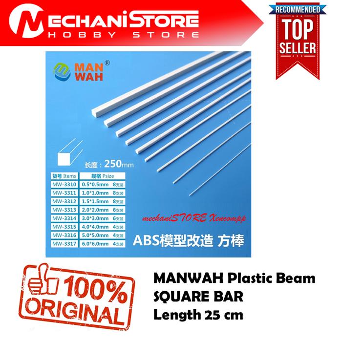 Gambar MANWAH Plastic Beam Pla Beam SQUARE BAR - Custom Model Kit - MW-3314 dari mechaniSTORE Bandung undefined Tokopedia