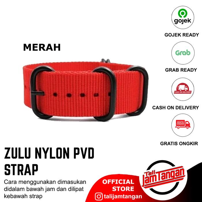 Gambar 18mm Zulu Strap Nylon Red Strap PVD Tali Jam Tangan Nato Strap Merah - Merah, 24mm dari Tali Jam Tangan com undefined Tokopedia
