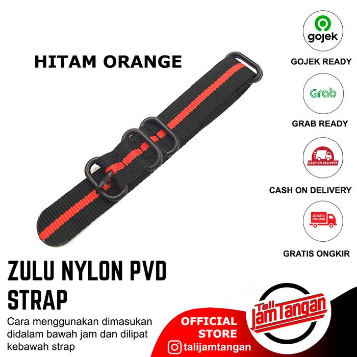 Gambar Tali Jam Tangan Nato / Zulu Nylon Black Orange Stripe PVD 24mm - Hitam orange, 24mm dari Tali Jam Tangan com undefined Tokopedia