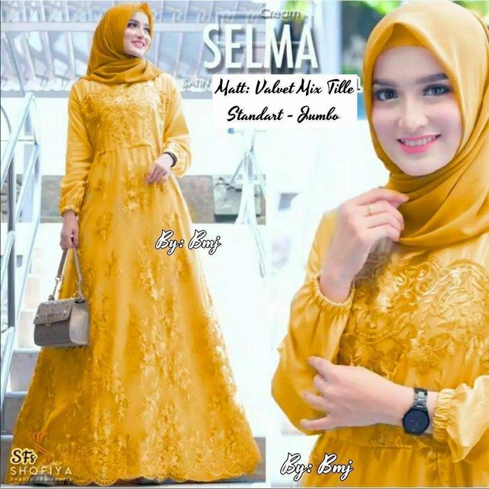Gambar Gamis Brokat Wanita Terbaru Baju Pesata Kondangan Modern Dress Syari - Kuning dari Chank Cunk Batik undefined Tokopedia